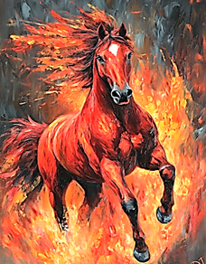Красная огненная лошадь. Интерьерная картина.: заказать услугу у исполнителя Дмитрий Иванов на бирже удаленной работы FL.RU